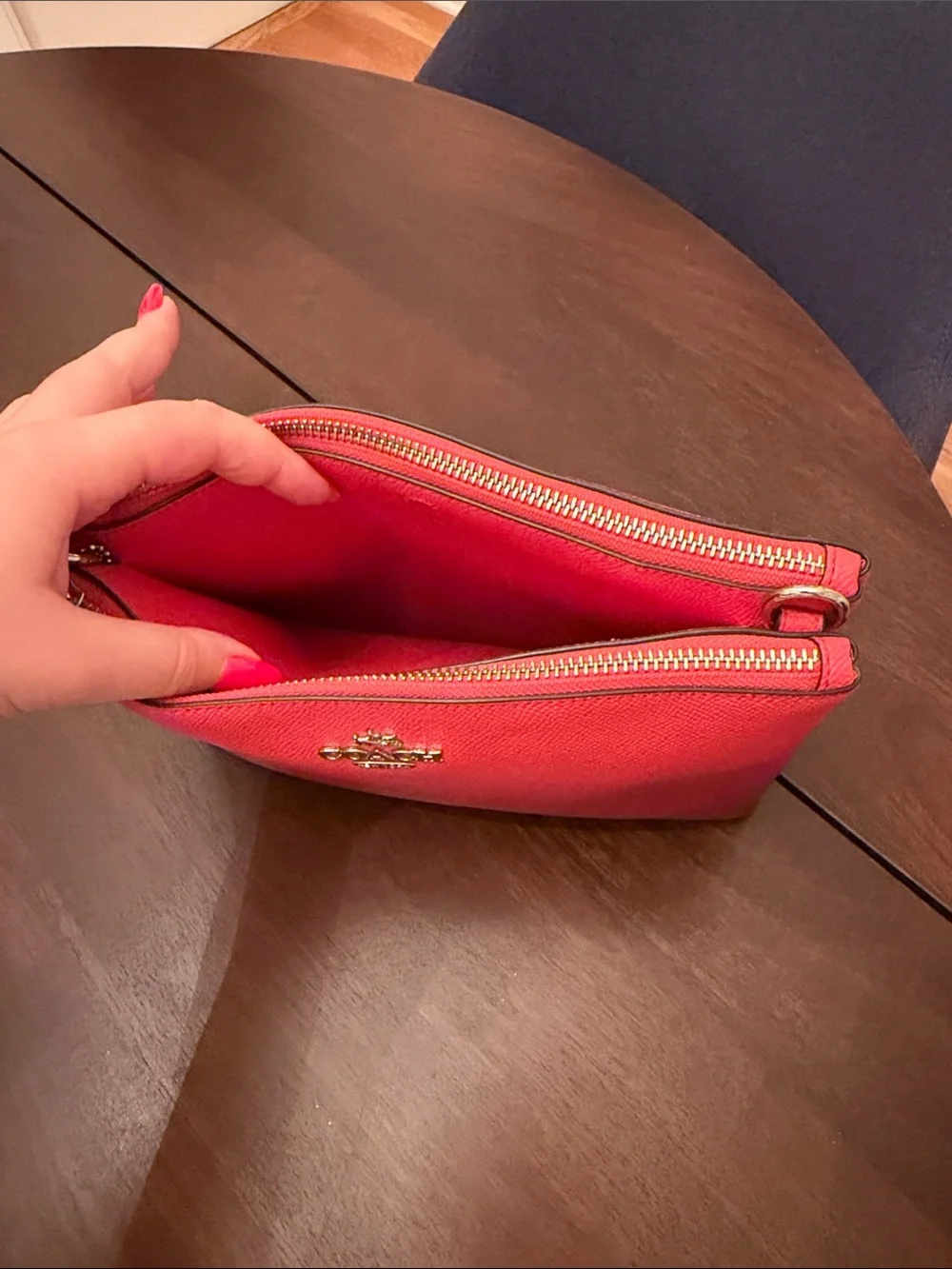 Coach Ombré Red Saffiano Leather Crossbody Clutch